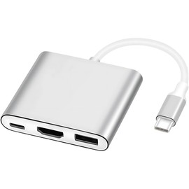 USB C to HDMI Adapter, 3 in 1 Hdmi to type-C Digital AV Multiport Adapter Port, 4K@60Hz HDMI USB 3.0 Port & 100W PD Fast Charge USB-C Converter Compatible with Tablets, Laptops & More. (Silver)