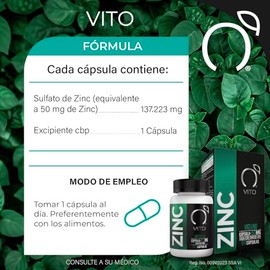 VITO - Zinc 50 mg Alta Concentración - 60 Cápsulas
