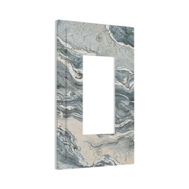 Marble Seas Metallic Blue Ceramic Tile Print Decorative Outlet Covers 1 Gang Single Rocker Light Switch Cover Plate Wall Plates GFCI Faceplate for Bathroom Kitchen Decor