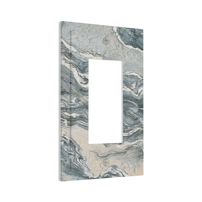 Marble Seas Metallic Blue Ceramic Tile Print Decorative Outlet Covers