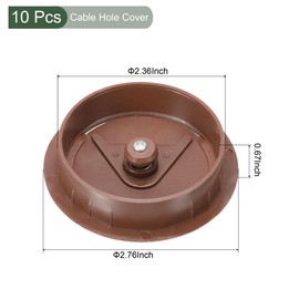 sourcing map 10 Pcs Desk Cable Hole Cover, Plastic Grommet Great for Office, Home, Daily Use (60mm, Brown)
