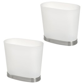 iDesign Small Bathroom Trash Can-Set of 2-Frost/Brushed Nickel Gina Oval Wastecan M2