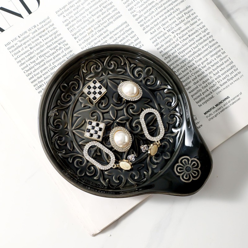 Howise Farmhouse Ceramic Spoon Rests Holder for Kitchen Counter Stove