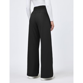 IUGA UPF 50+ Hiking Travel Pants Women Quick-Dry Beach Pants Wide Leg Business Casual Pants 28''/30'' Black