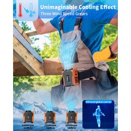 EasyAcc AI Portable Fan 10000mAh Waist Clip On Fan Rechargeable, Upgraded Max 20000RPM Strong Airflow, 10-24H Working Time, Belt Neck Fan for Cruise Ship Travel/Outdoor Workers/Farms(with Lanyard)