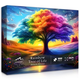 Rainbow Tree of Life Puzzles for Adults 1000 Pieces, Colorful Landscape Gradient Jigsaw Puzzle, Tree Nature Puzzle Scenery