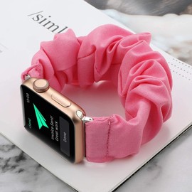 Compatible with Spade & Co Health Smartwatch 4 bands, Fabric Elastic Scrunchie Elastic Watch Band Kids Girls Cute Replacement Straps Compatible with Spade & Co Health Smartwatch 4 1.85 Inches (Pink, 22mm size band)