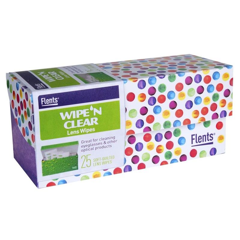 Flents Wipe N Clear Lens Wipes, 25 Count, Assorted Box