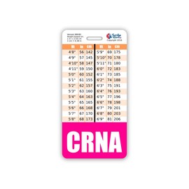 CRNA Badge Buddy Vertical w/Height & Weight Conversion Charts (Standard, Pink)