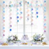 G2PLUS Iridescent Circle Streamer Garland: 16m Holographic Rainbow Hanging Paper