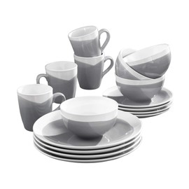 American Atelier Oasis 16 Piece Round Dinnerware Set, 10.5x10.5, Charcoal