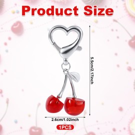 Gosknor Cute Cherry Charm for Purse, Cherry Handbag Keychain Charm, Silver Bag Keyring, Aesthetic Key Chain Backpack Accessories Decor for Women Gift(Red)