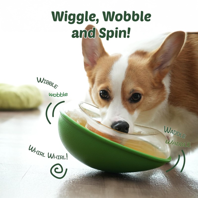 PAW QUEST Avocado Non-Spill Treat Dispensing Wobble Toys for Dogs