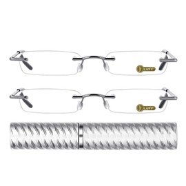 LUFF 2 Pack Mini Reading Glasses Upgrade Portable Readers Unisex w/Unique Pen Clip Case(3.5X)