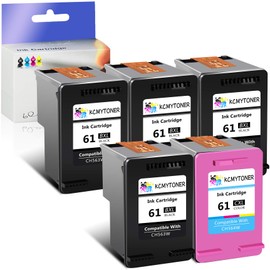 KCMYTONER 61XL Remanufactured Ink Cartridge Replacement for HP 61 XL Compatible with Envy 4500 5335 OfficeJet 2624 4634 DeskJet 1015 2050 Printer (4 Black, 1 Tri-Color)