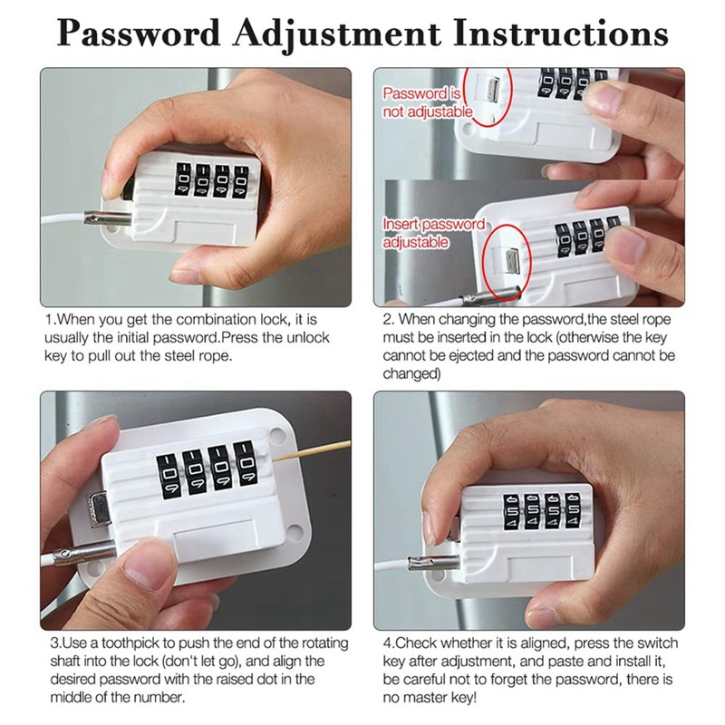 Fridge Lock with Code, Pack of 4 Fridge Locks, No