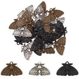 LEGENTLISUR 30Pcs Moth Gothic Charms Bulk Vintage Tibetan Alloy Pendants with Moon Phase Charms for Jewelry Making Necklace Bracelet Craft DIY