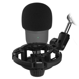 Frgyee Razer Mini Microphone Spider with Foam Wind Protection, Anti-Vibration Suspension Shockmount Microphone Holder Clip Pop Filter for Blocking Plosives for Seiren USB Streaming Microphone