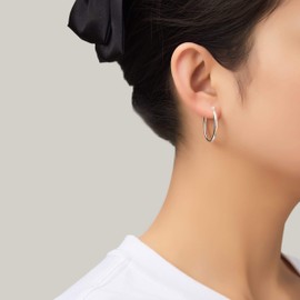 Philip Jones Sterling Silver 25mm Hoop Earrings