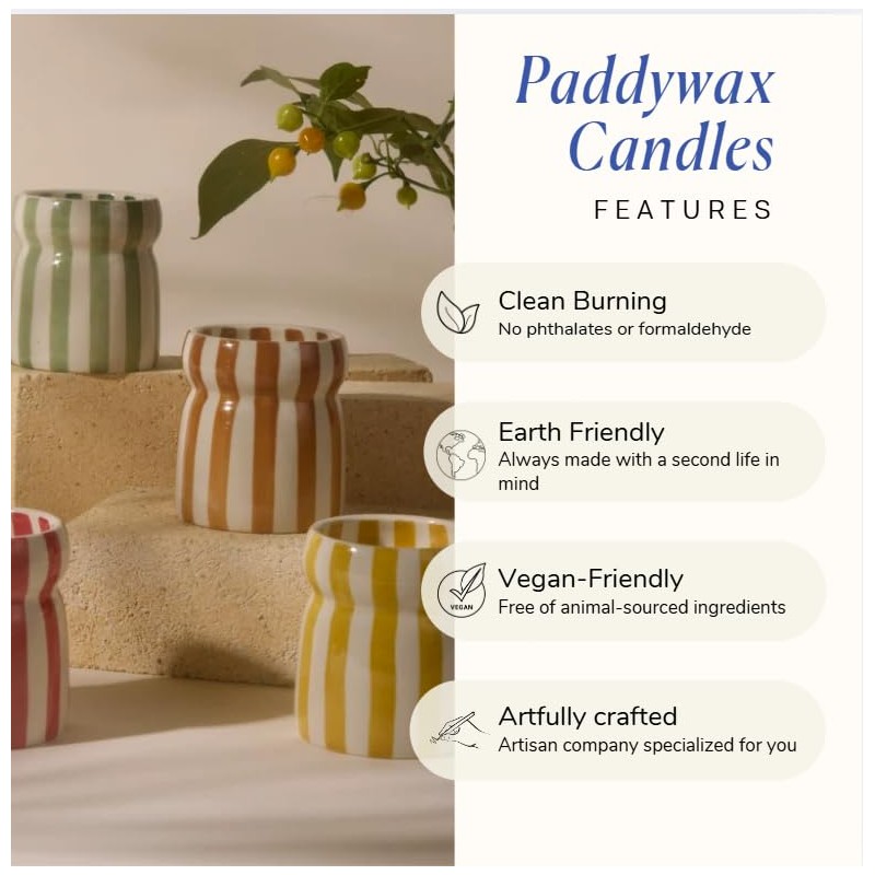 Paddywax Cabana Hand-Painted Scented Candle in Ceramic Reusable Food Safe