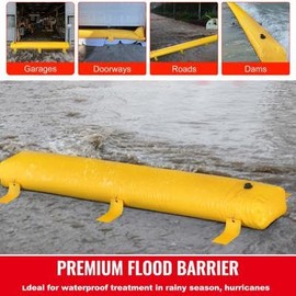 Happybuy Flood Barrier, 12 ft in Length and 12 in in Height. It's a Water Barrier for Flooding with Excellent Waterproof Performance. Comes with Reusable PVC Water Diversion Tubes