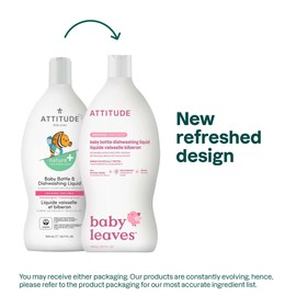 ATTITUDE Baby Dish Soap and Bottle Cleaner, EWG Verified Dishwashing Liquid, No Added Dyes or Fragrances, Tough on Milk Residue and Grease, Vegan, Unscented, 23.7 Fl Oz