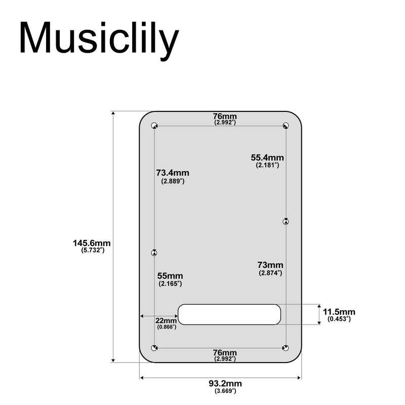 Musiclily 6穴ストラトバックプレーSTトレモロカバー USA/Mexican Standard Strat Modern Styleエレキギター用、1プライブラック