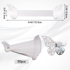 URROMA Silver Paper Napkin Holder Rings, 50 Pcs Butterfly Paper Napkin Rings Napkin Buckles Holder for Wedding Dinner Party Celebration Table Decor
