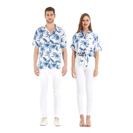 Matchable Couple Hawaiian Luau Shirt in Day Dream Bloom, Men, XL