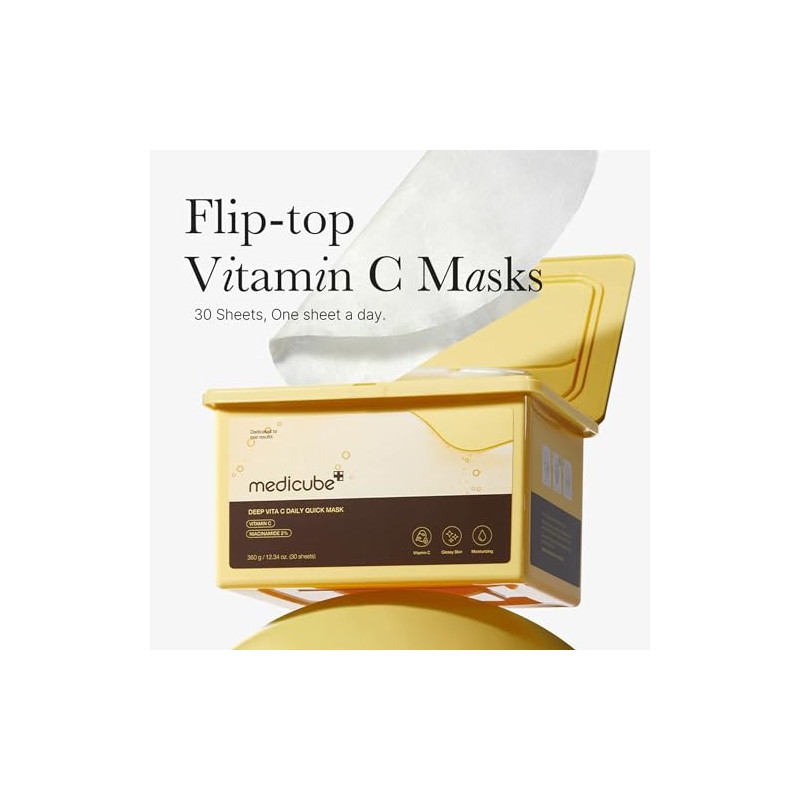 MEDICUBE Deep Vita C Daily Quick Mask, 30 Mascarillas Faciales