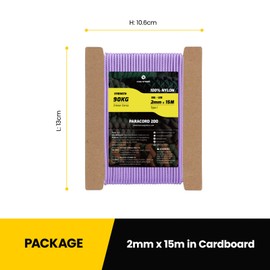 Kamu Synber Paracord 2mm 3 Strands 15M 100% Nylon Rope Type I Parachute Cord for Craft, Outdoor, DIY, Camping | Support 90kg | Lilac