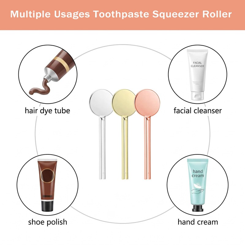 3Pcs Stainless Steel Toothpaste Tube Squeezer, Round Toothpaste Squeezers, Metal