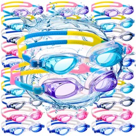 Macarrie 30 Pack Swim Goggles Bulk No Leaking Swimming Goggles with Ear Plugs and Nose Clip for Adult Men Women Youth(Gradient Color)