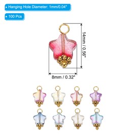 PATIKIL Jewelry Making Charm Bulk, 100 Pcs Acrylic Gradient Rainbow Star Pendants DIY for Necklace, Bracelet, Earring Making and Crafting, Mix Colors