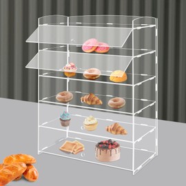 5-Tier Acrylic Display Case Clear Bakery Pastry Storage Cabinet Commercial Countertop Cupcake Display Case Shelf Holder Retail Display Counter Case for Home Kitchen Store, 18.7 x 8.46 x 24.4 inch