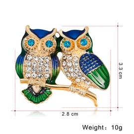 Rhinestone Lovely Animal Brooch Pin Vintage Couple Owl Enamel Brooch Cute Animal Lapel Pins Jewelry Accessories Pin Scarves Shawl Clip for Women Men Gift