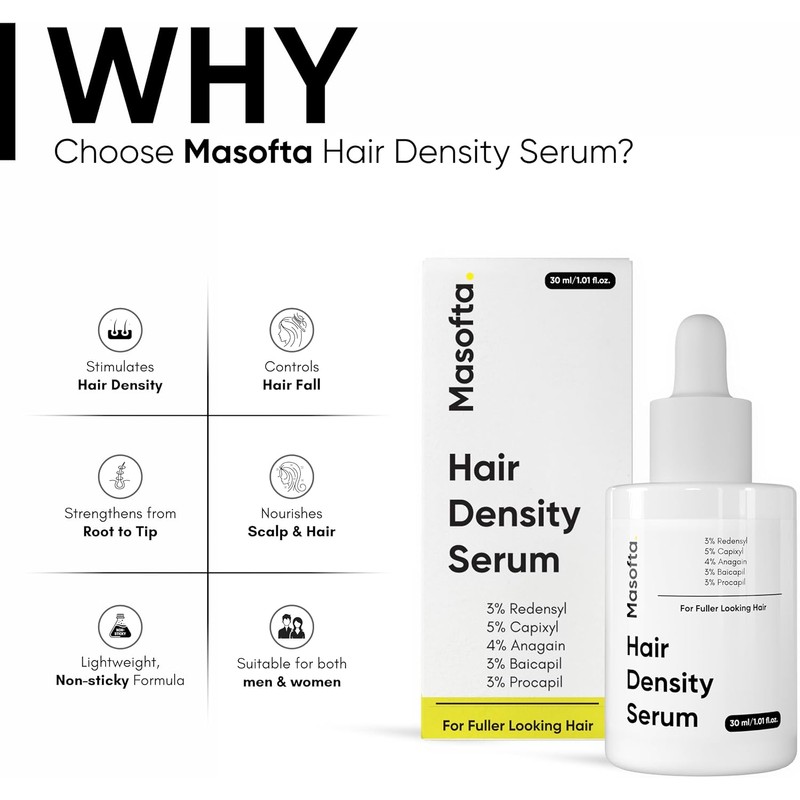 Sérum capilar Masofta para el crecimiento del cabello. Promueve el