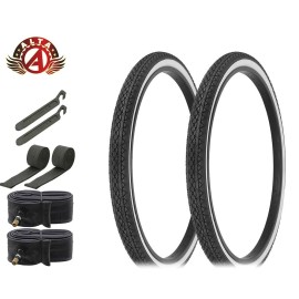 ALTA BICYCLE WIRE BEAD 26x 2 x 1-3/4 S7 WHITEWALL SCHWINN TIRES DIAMOND 8pc SET.