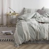 BISELINA 100% Washed Cotton Striped Duvet Cover Set 3pcs Bowknot