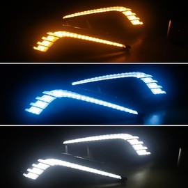 BIHEE Daytime Running Light Assembly for 2017 2018 2019 Mazda 3 Axela, 3 Color DRL Driving Fog Lamp Waterproof Bright Assembly Kit,1 Pair