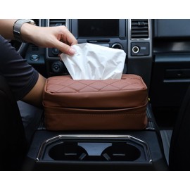 Soporte de pañuelos estándar para coche, funda de caja de 120 pañuelos para coche, asiento trasero de coche, organización de pañuelos extragrande para 120 pañuelos por caja en uso diario (café)