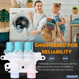 Washer Water Inlet Valve for Maytag Top Load Washer MVW6230HW0 MVWB765FW0 MVWB765FW1 MVWB766FW0 MVWB835DW2 MVWB855DC2 MVWB835DW3 MVWB835DW1 MVWB865GW0 MVWB835DW4 MVWB765FW2 MVWB765FW3 MVWB855DC3