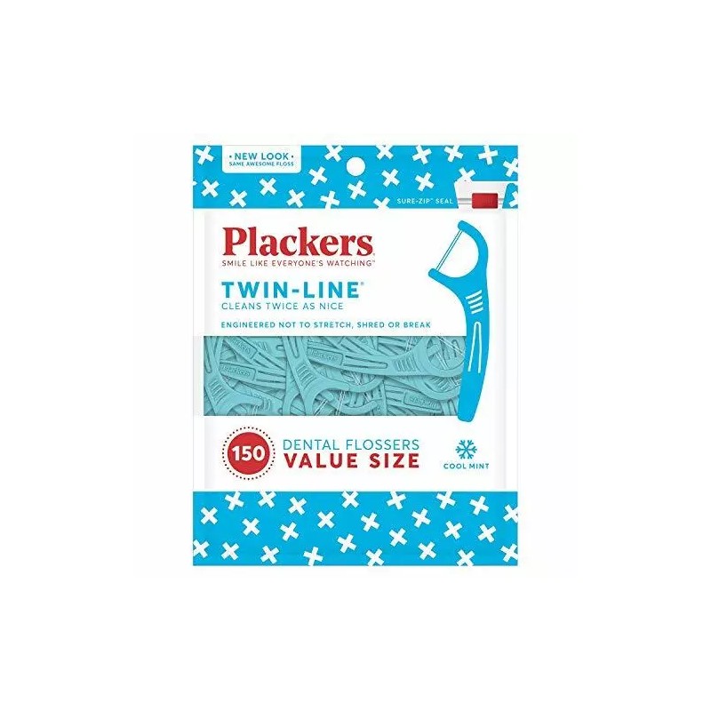 Plackers Twin-Line Dental Floss Picks, Designed with Two High Assorted