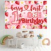 Berry First Birthday Decor for Girls Strawberry Birthday Backdrop Banner