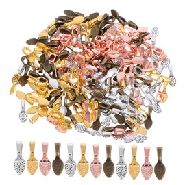 CORHAD 400pcs Glue On Bails: Necklace Pendant Flat Bails - Earring Pendant Charm Connectors - for Oval Fitting Glass Cabochon Tiles DIY Jewelry Making
