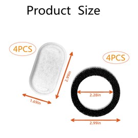 Cat Water Fountain Filters for 108/3.2L& 67oz/2L Stainless Steel Pet Water Dispenser Fountain Filters, Cat Fountain Filter Replacement with 4 Sponges 8Pack (4 Filters&4 Sponges)