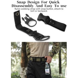 ZXZone 4PCS Bottle Buckle Clip Hanging Buckle Portable Water Bottle Ring Holder Keychain Mineral Water Bottle Clip for Backpack Belt Nylon Webbing Strap for Outdoor Tactical Camping Hiking