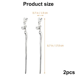 Lyyxjsltd 2 Pack Silver Spiral Snake Metal Minimalism Irregular Chinese Hair Chopsticks Hairpin, Punk Metal Hair Accessories for Women and Girls