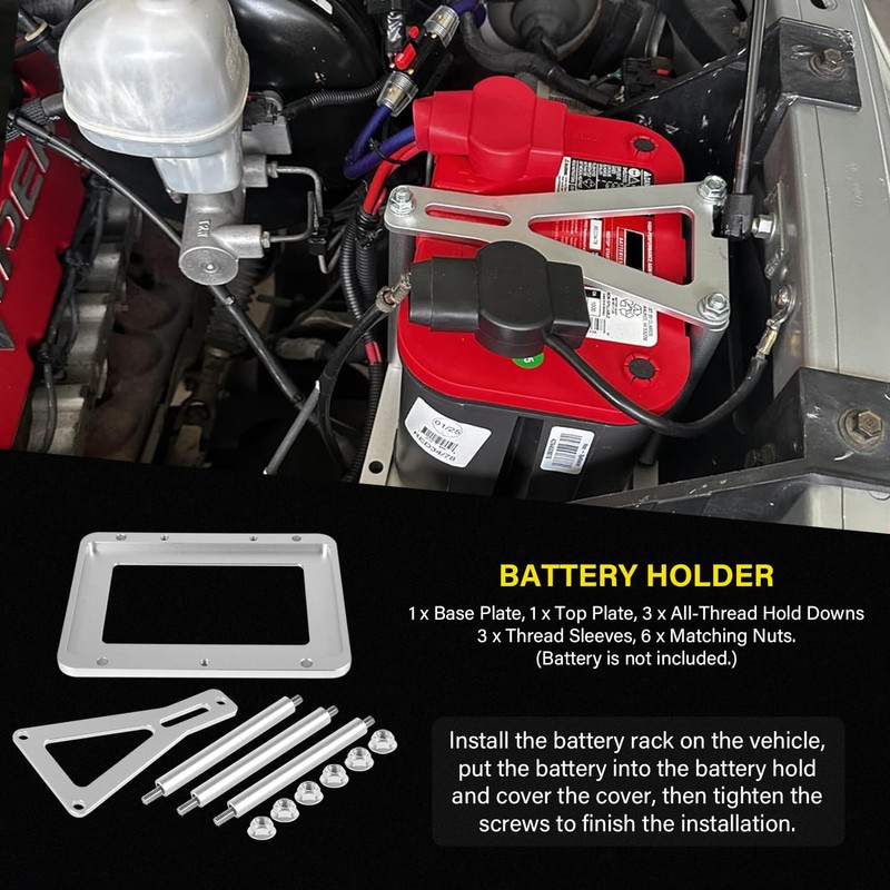 Universal Battery Tray Hold Down Trunk Relocation Box - Billet