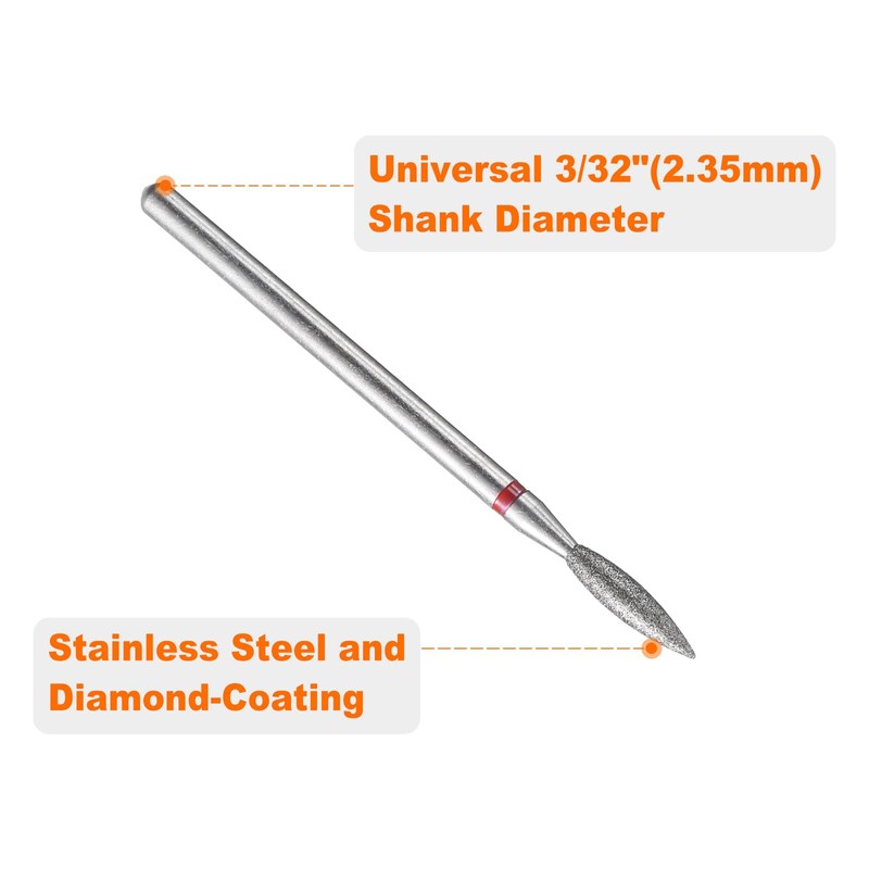 sourcing map 5pcs 200-230 Grits Diamond Grinding Bit 2.2mm Oval